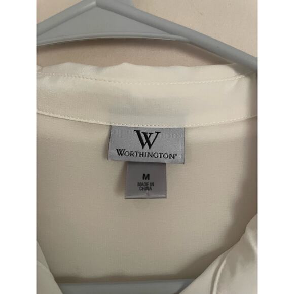 Silk Ivory Worthington Button down Top. Size Med. EUC. - Picture 3 of 6